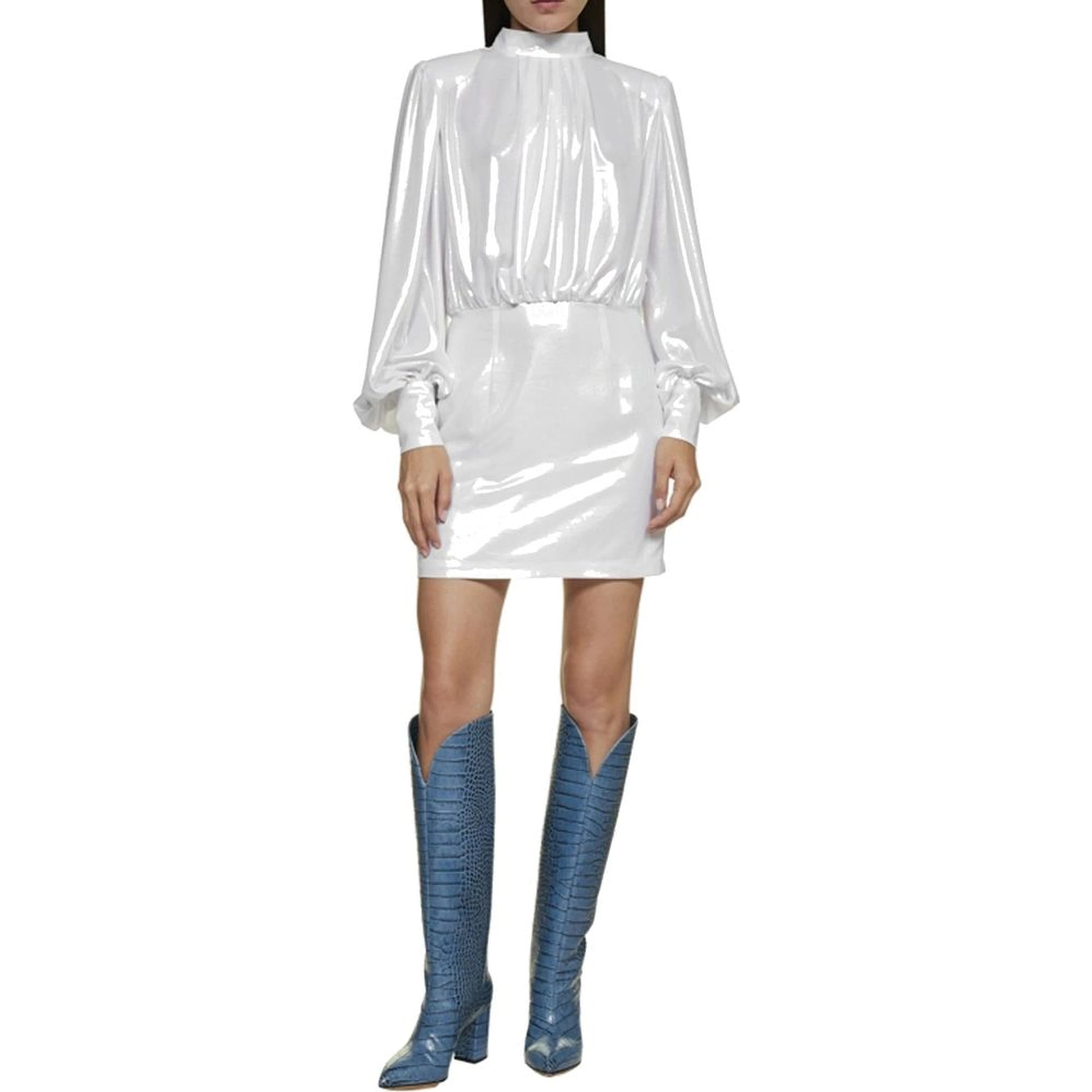 White Polyester Casual Dress