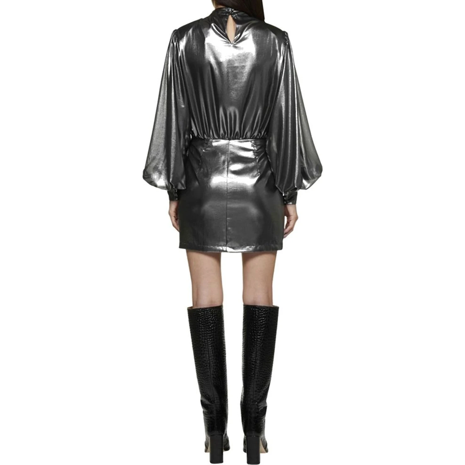 Silver Polyester Cocktail Dress
