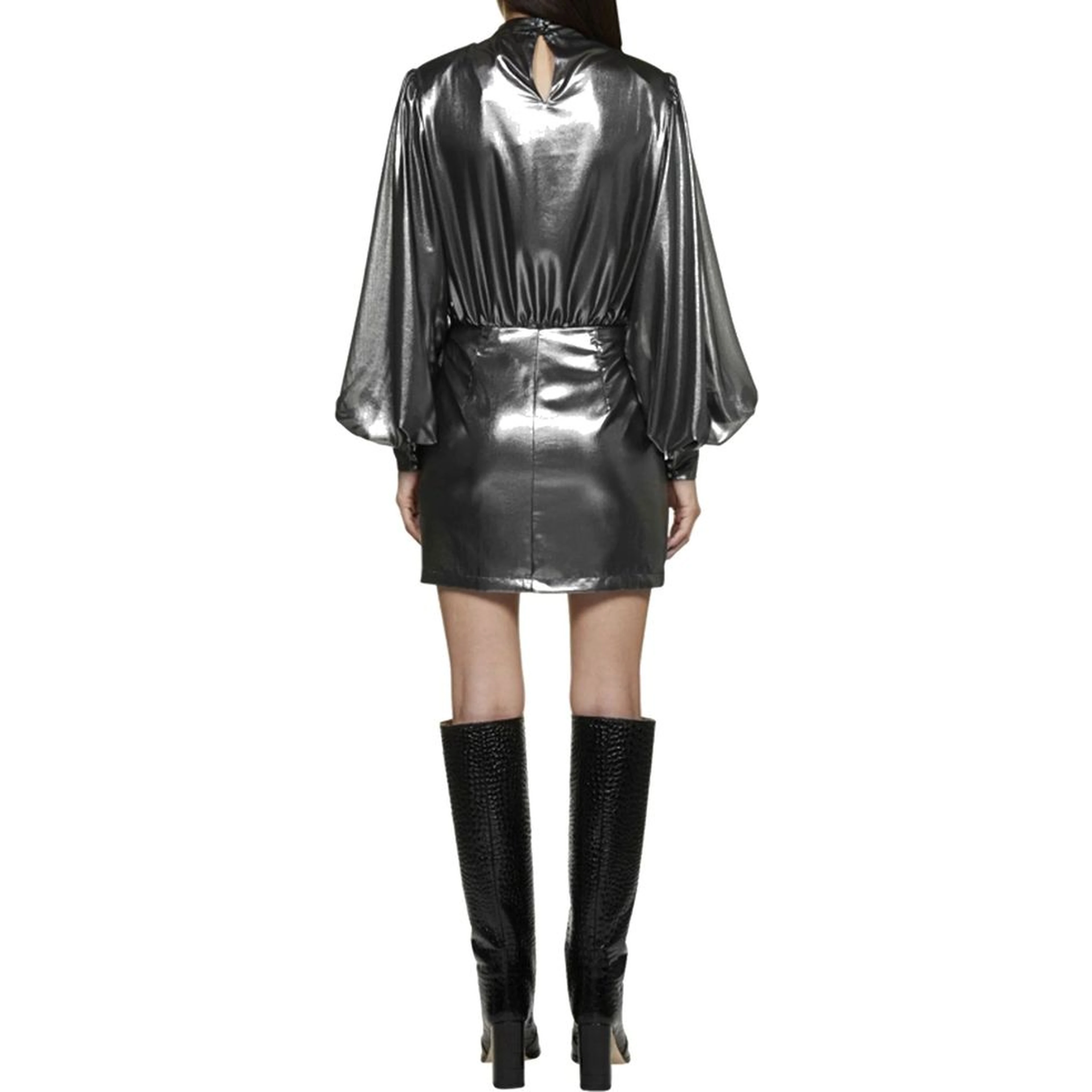 Silver Polyester Cocktail Dress