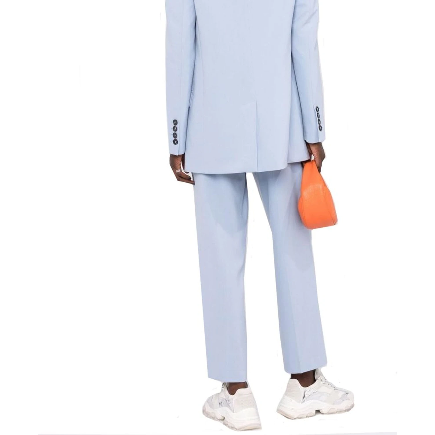 Blue Elastane Dress Pants