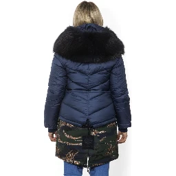 Blue Poly Parka with Hood for Women