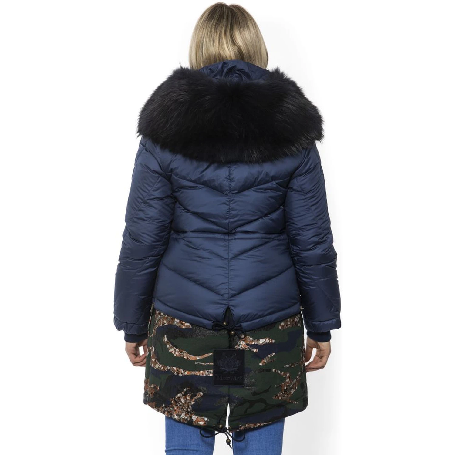 Blue Poly Parka with Hood for Women