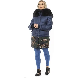 Blue Poly Parka with Hood for Women