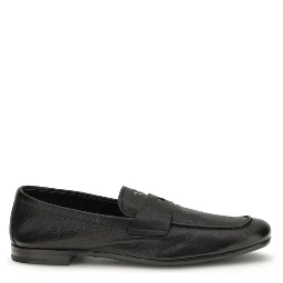 Black Calf Leather Bos Taurus Slip-On Loafers