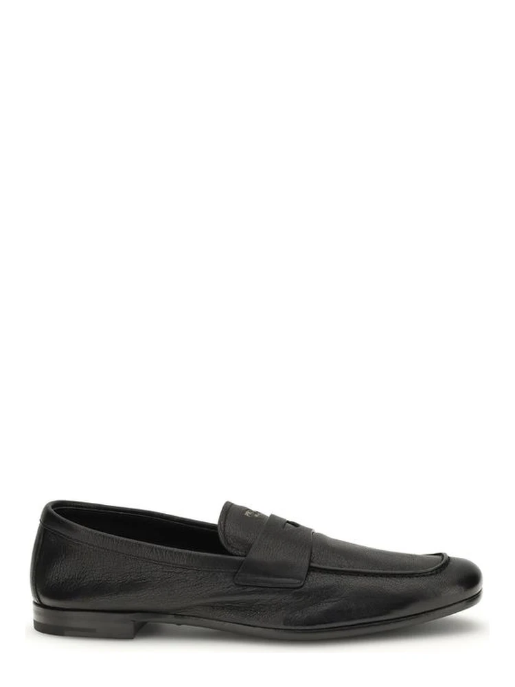 Black Calf Leather Bos Taurus Slip-On Loafers