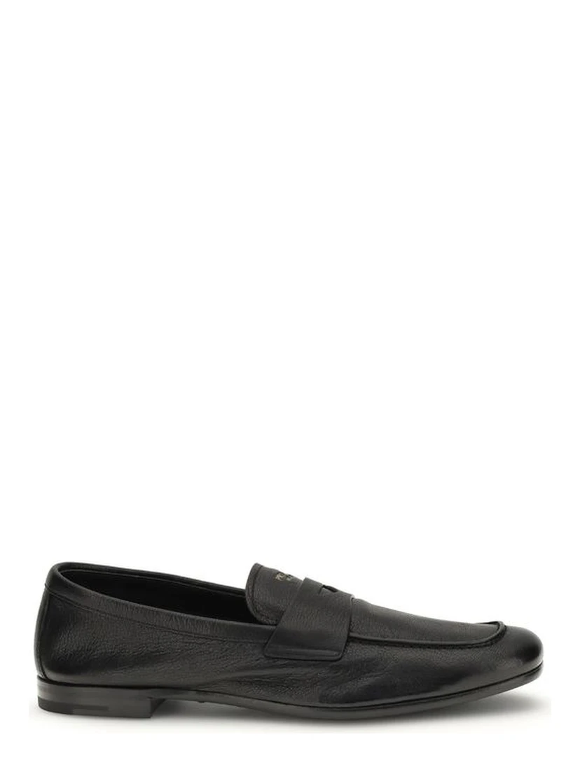 Black Calf Leather Bos Taurus Slip-On Loafers