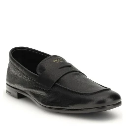 Black Calf Leather Bos Taurus Slip-On Loafers