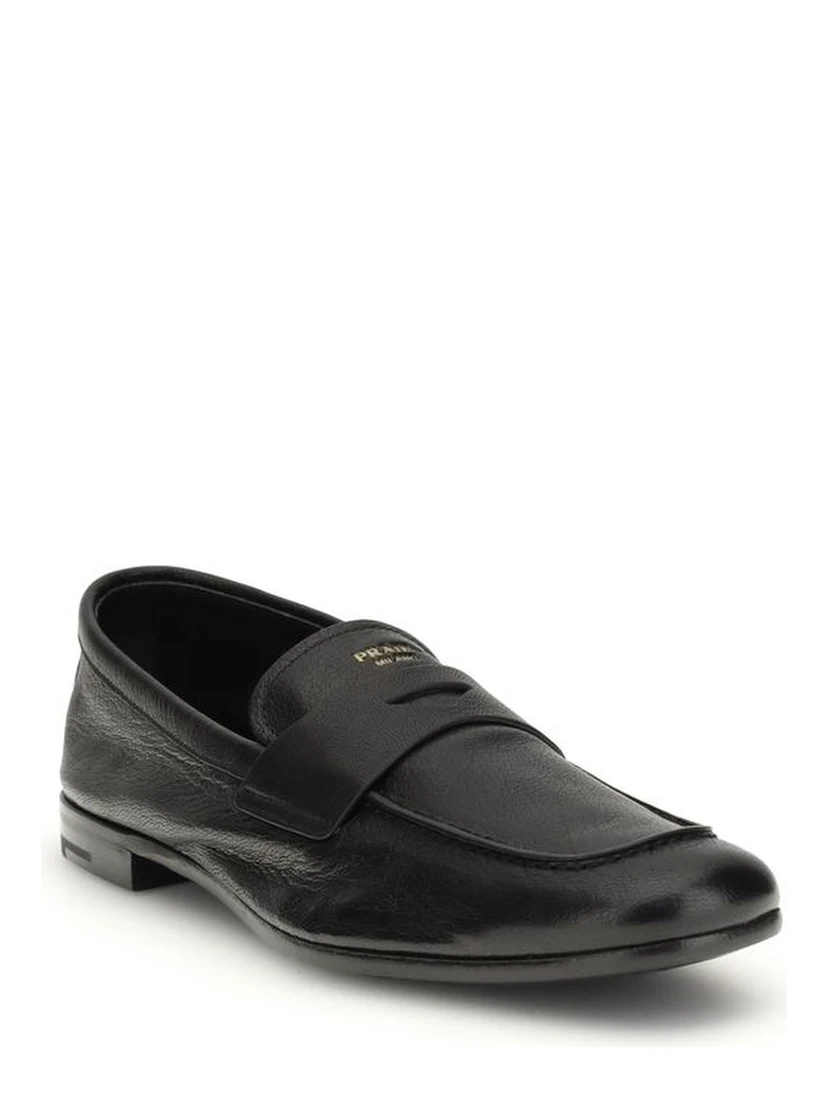 Black Calf Leather Bos Taurus Slip-On Loafers