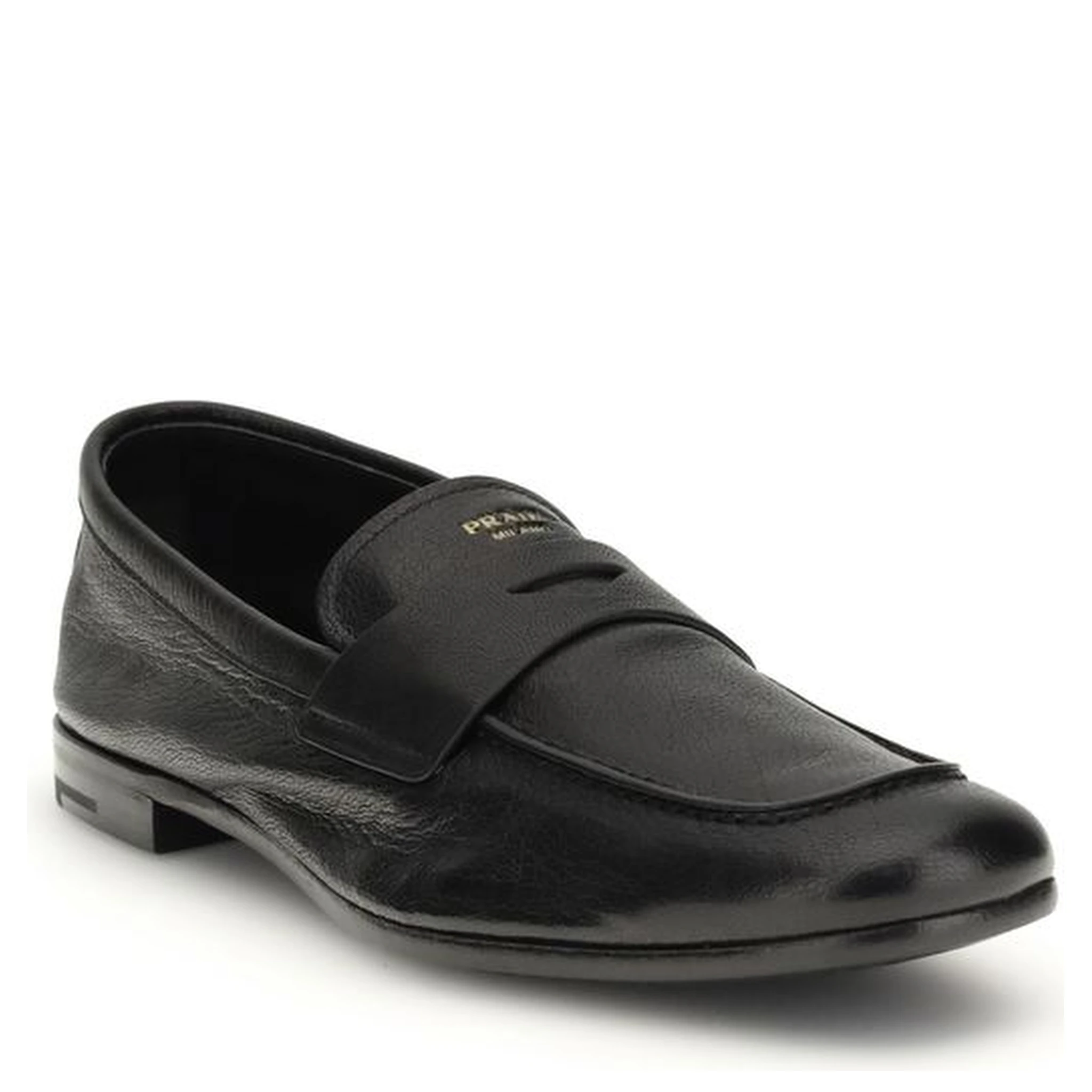 Black Calf Leather Bos Taurus Slip-On Loafers