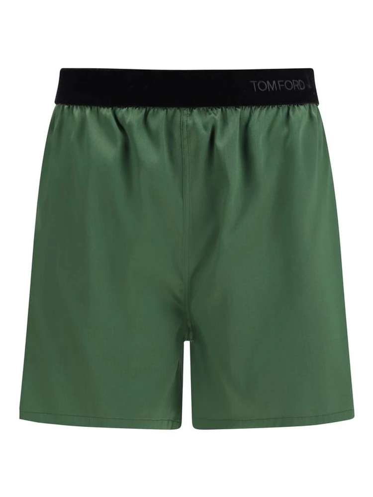 Bicolor Silk Bermuda Shorts