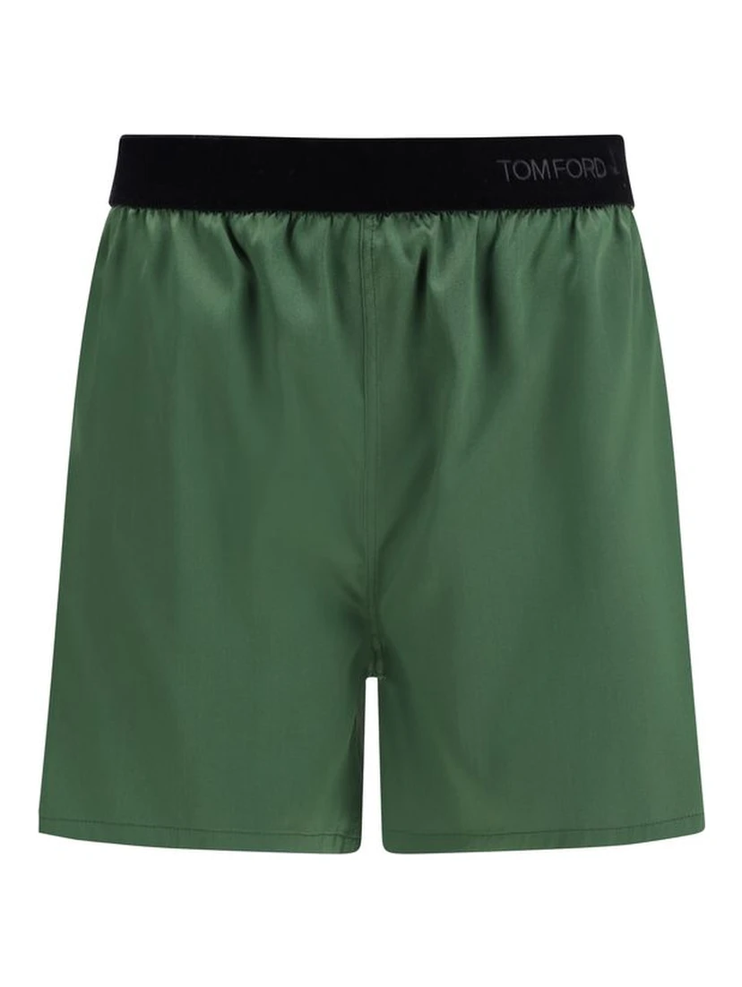 Bicolor Silk Bermuda Shorts