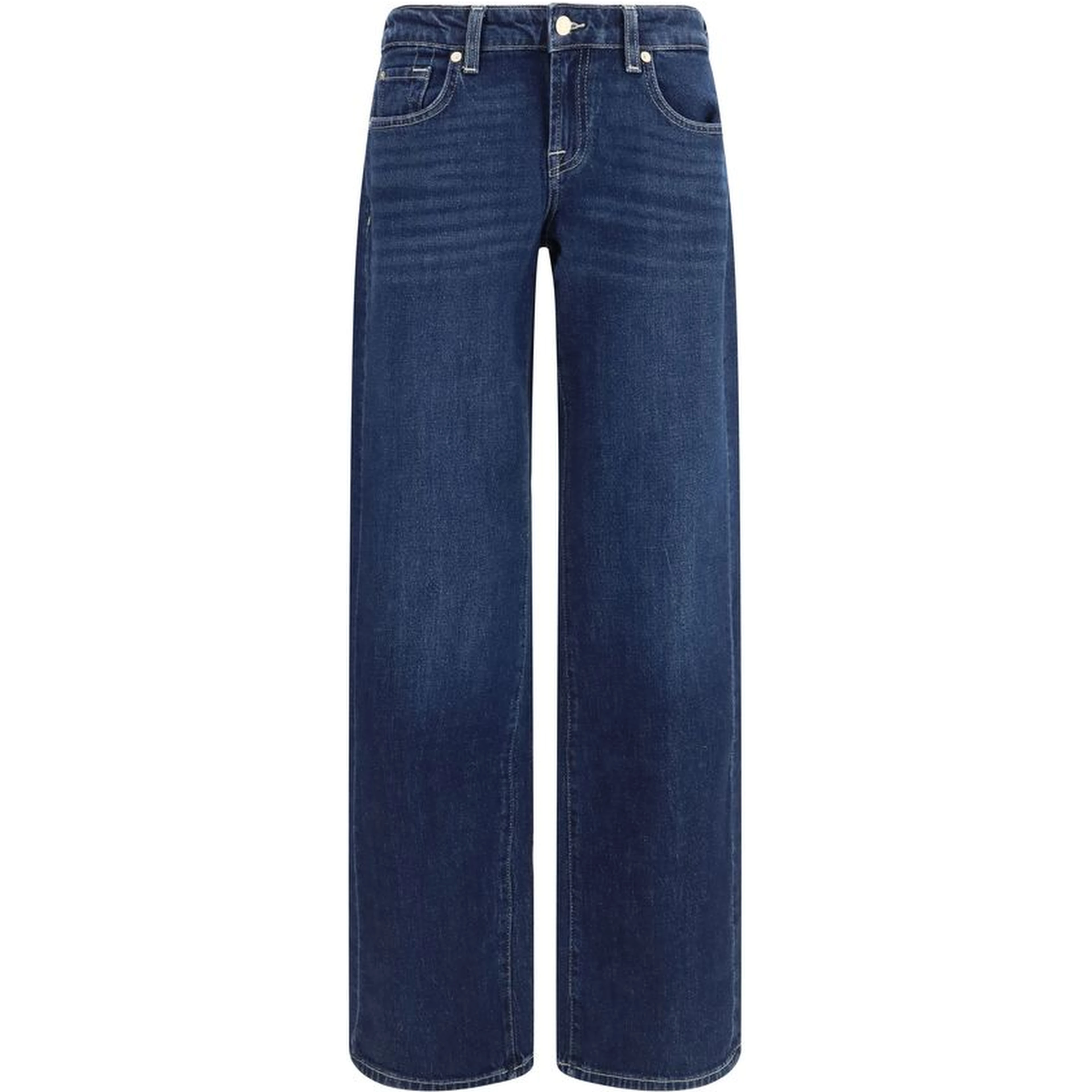 Blue Cotton Straight-Leg Jeans