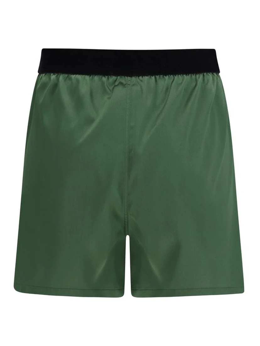 Bicolor Silk Bermuda Shorts