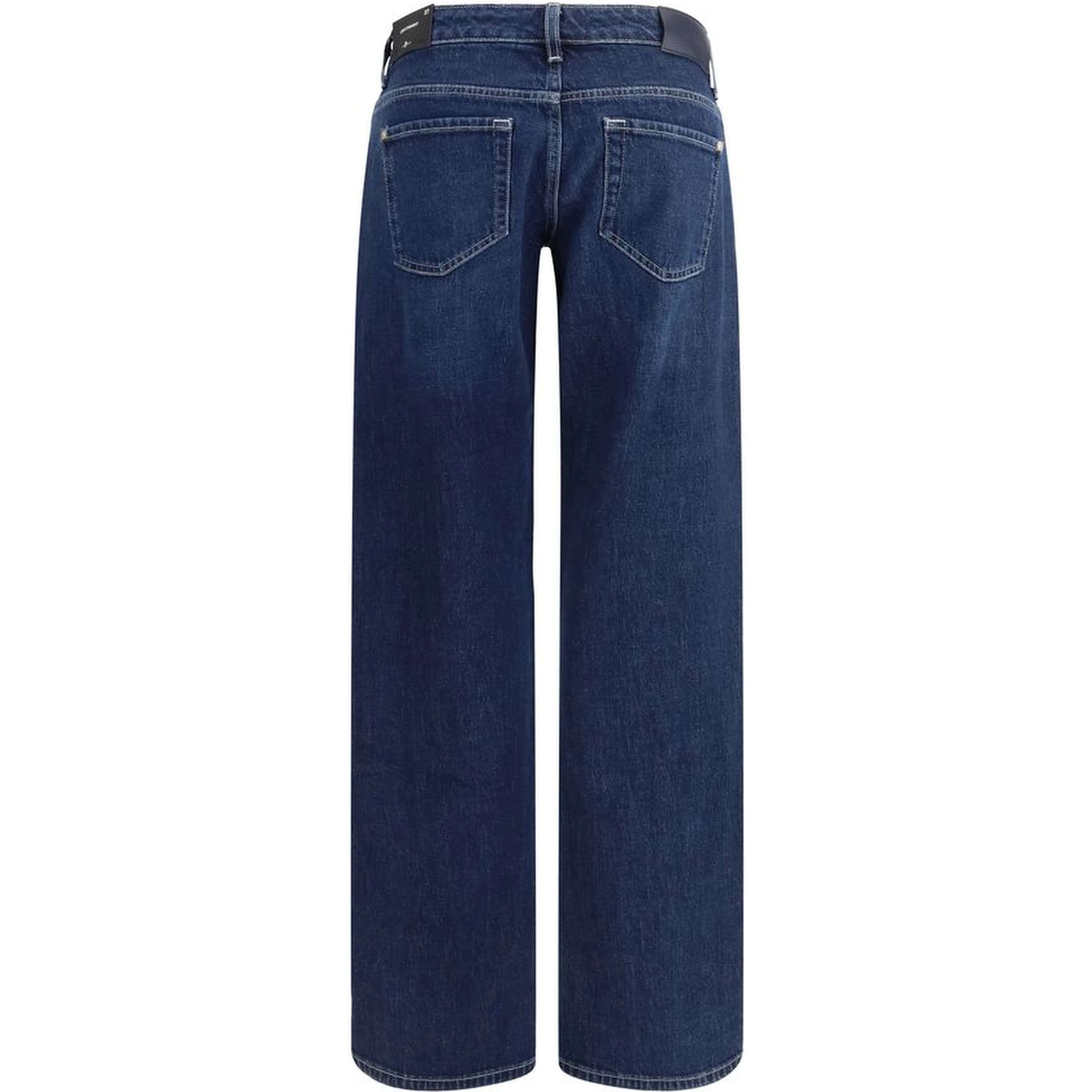 Blue Cotton Straight-Leg Jeans