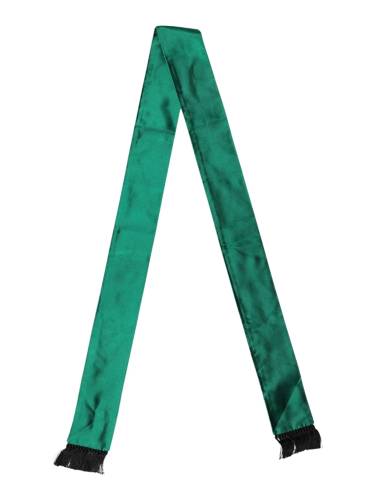 Green Silk Fringes Neck Wrap Foulard Scarf