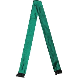 Green Silk Fringes Neck Wrap Foulard Scarf