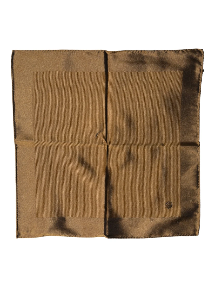 Brown Logo Silk Men Square Handkerchief Scarf