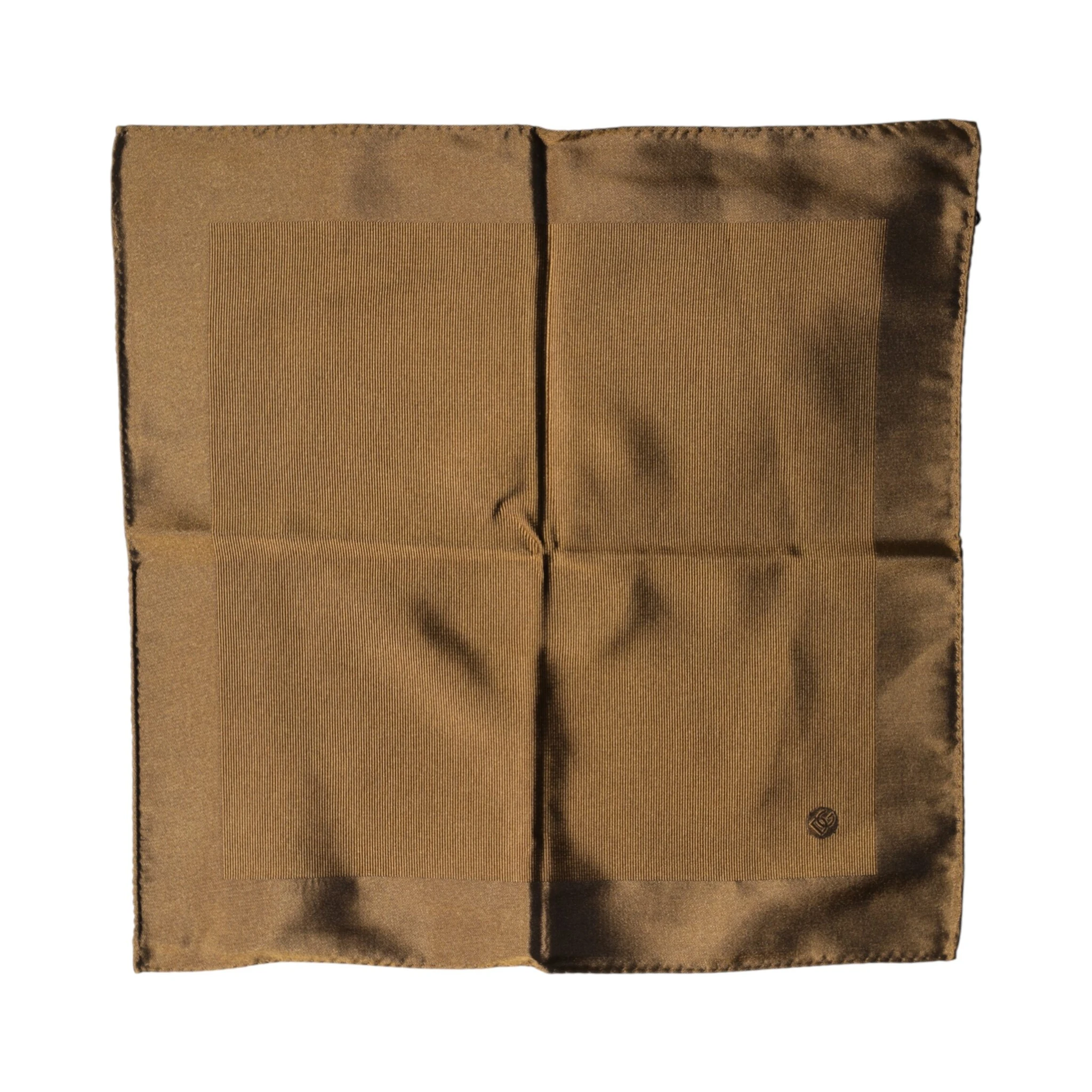 Brown Logo Silk Men Square Handkerchief Scarf