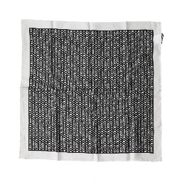 White Black Patterned Square Foulard Scarf