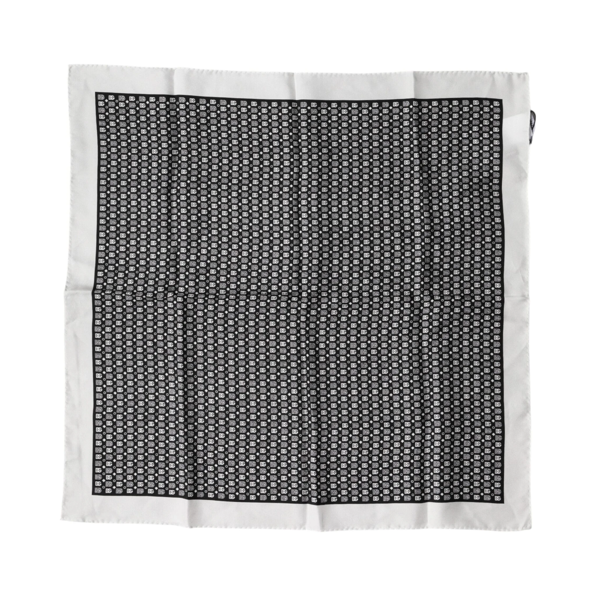 White Black Patterned Square Foulard Scarf