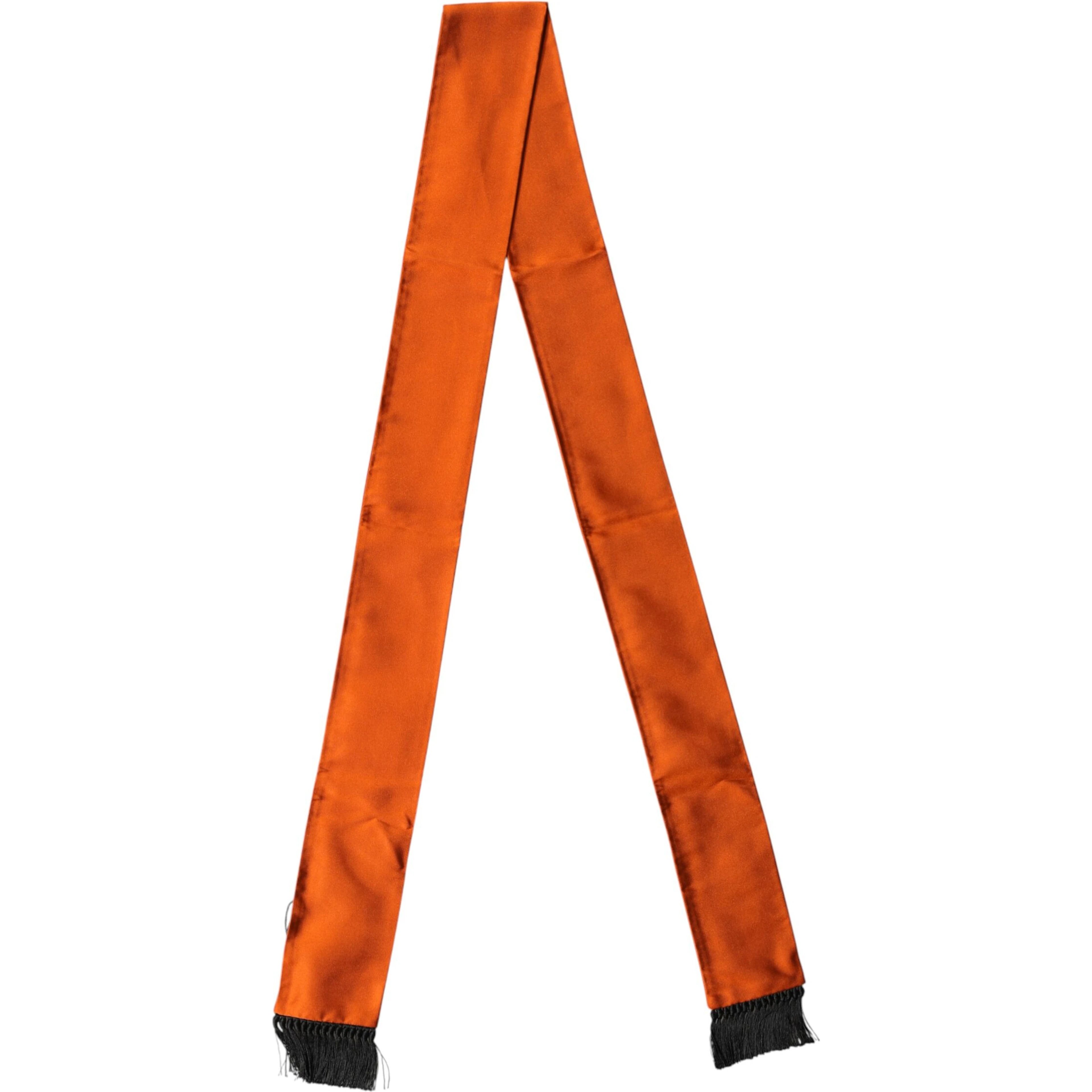 Orange Silk Fringes Neck Wrap Foulard Scarf