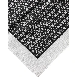 White Black Patterned Square Foulard Scarf