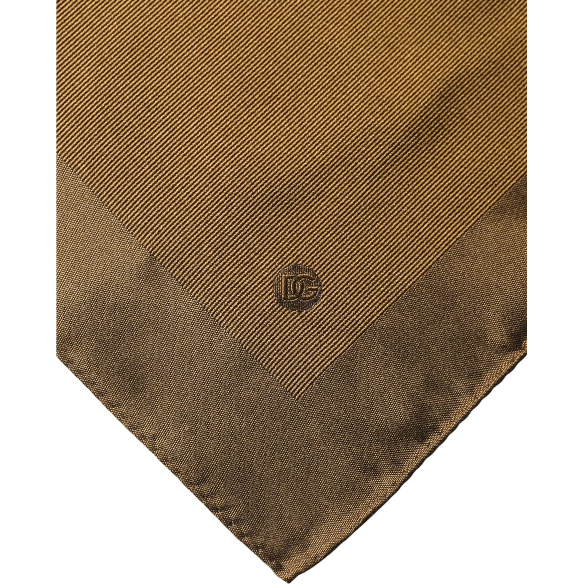 Brown Logo Silk Men Square Handkerchief Scarf