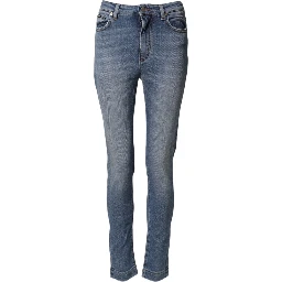 Blue Washed Cotton Skinny Denim Trouser Jeans