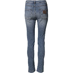 Blue Washed Cotton Skinny Denim Trouser Jeans