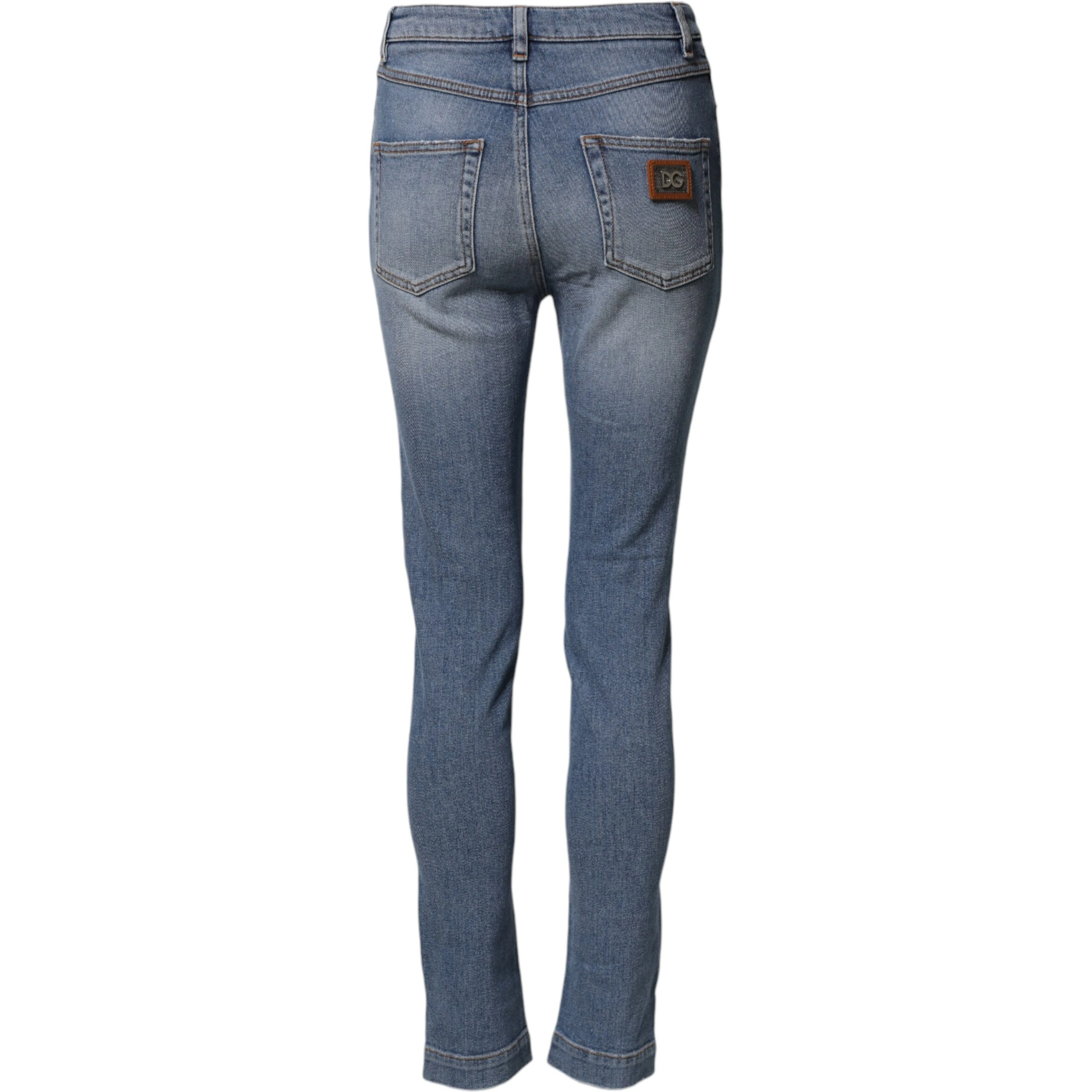 Blue Washed Cotton Skinny Denim Trouser Jeans