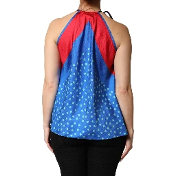 Multicolor Polka Dot Tie Halter Blouse  Top