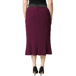 Maroon Mid Waist Pencil Cut Midi Skirt