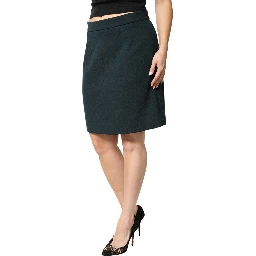Dark Green Mid Waist Pencil Cut Mini Skirt