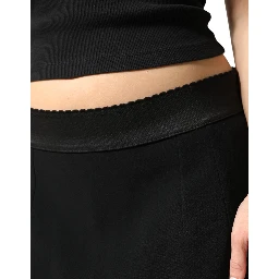 Black Mid Waist A-line Knee Length Skirt