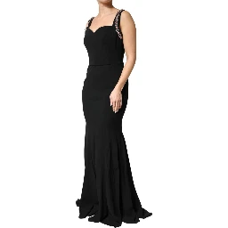 Black Embellished Bodycon Long Gown Dress