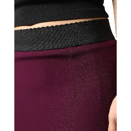 Maroon Mid Waist Pencil Cut Midi Skirt