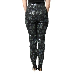 BlueGreen Floral Metallic Slim Trouser Pants