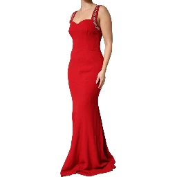 Red Embellished Bodycon Long Gown Dress
