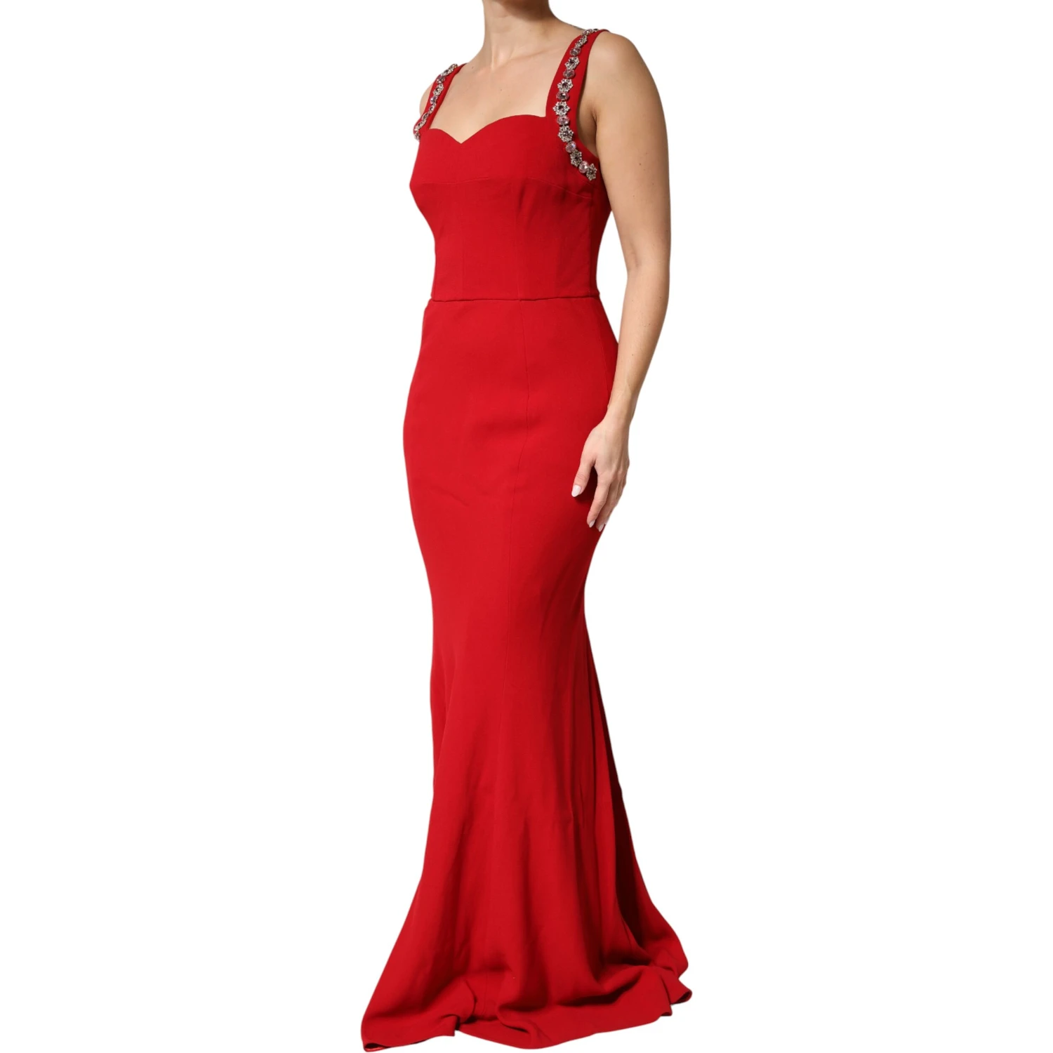 Red Embellished Bodycon Long Gown Dress