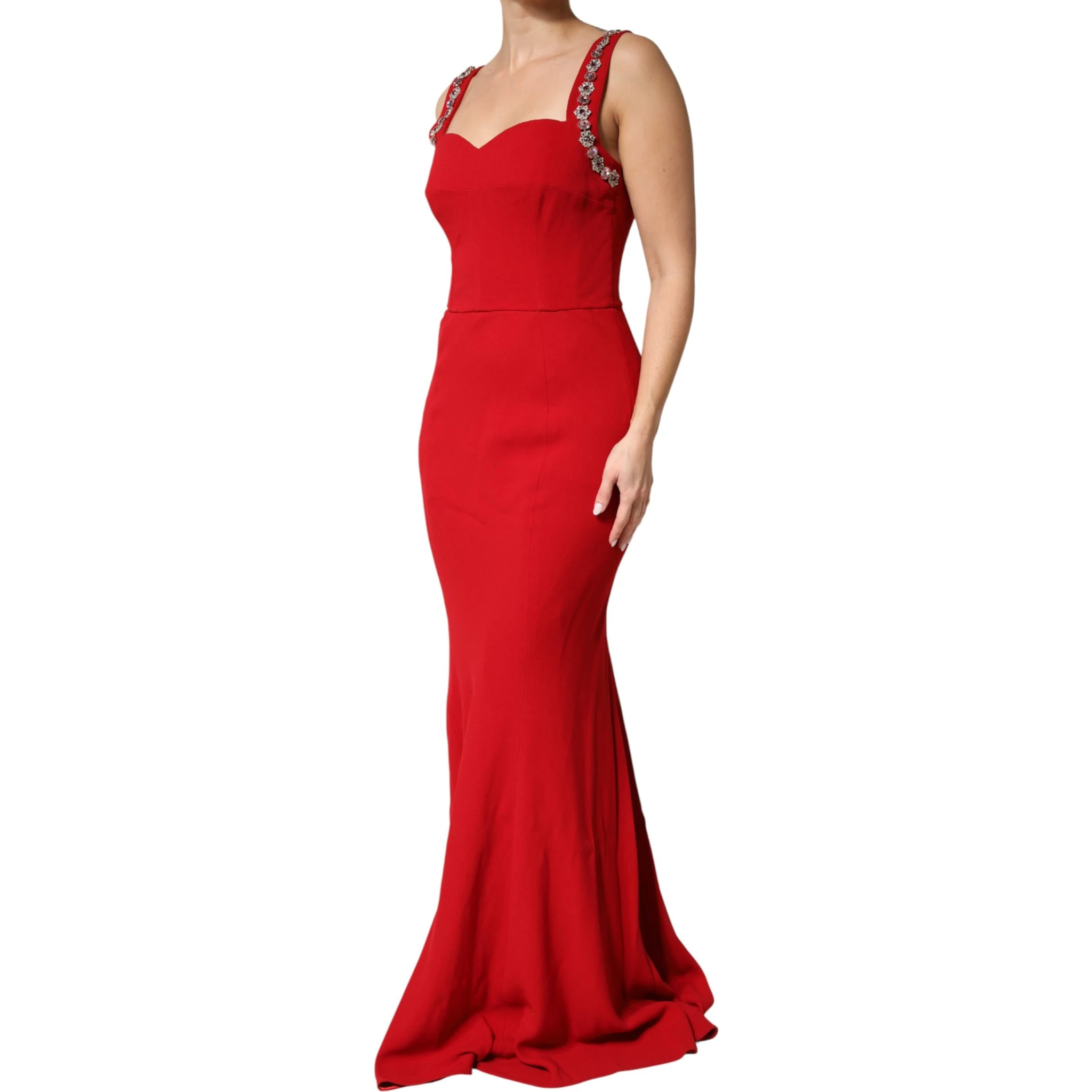 Red Embellished Bodycon Long Gown Dress