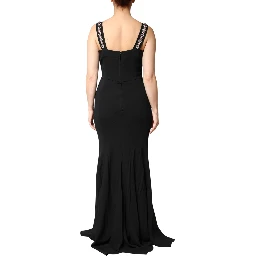 Black Embellished Bodycon Long Gown Dress