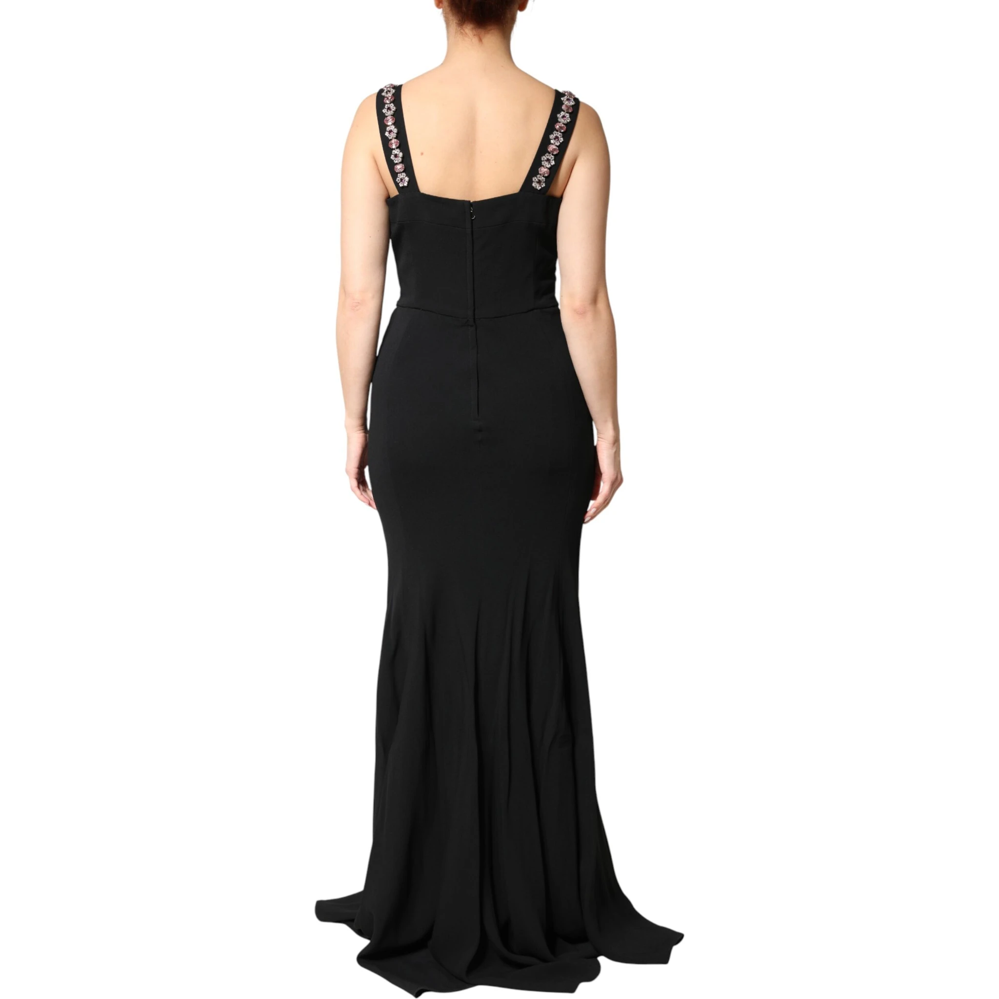 Black Embellished Bodycon Long Gown Dress