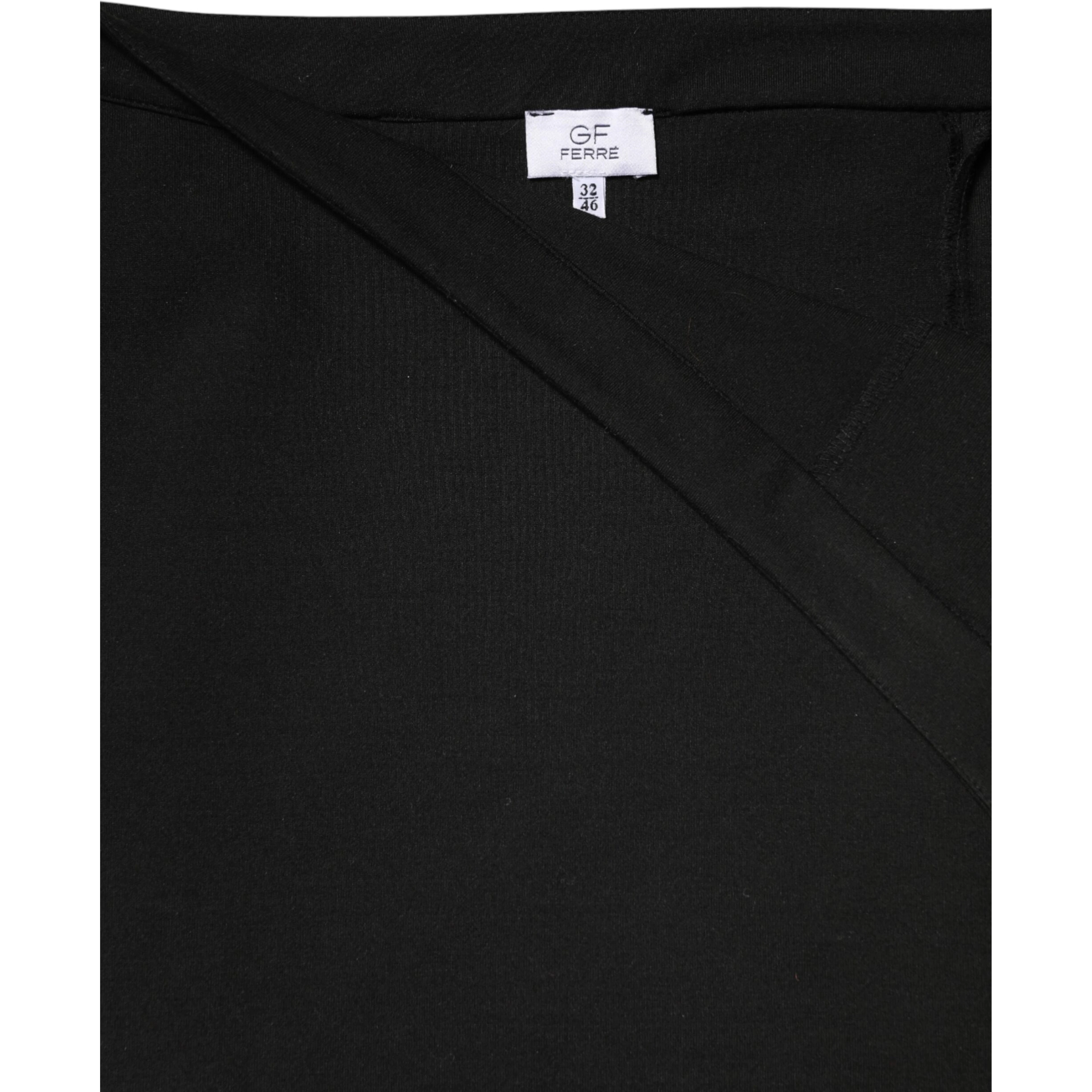 Black Polyester Pencil Cut Knee Length Women Skirt