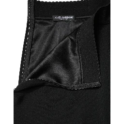 Black Mid Waist A-line Knee Length Skirt