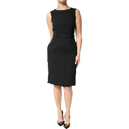 Black Sleeveless Sheath Knee Length Dress