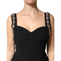 Black Embellished Bodycon Long Gown Dress