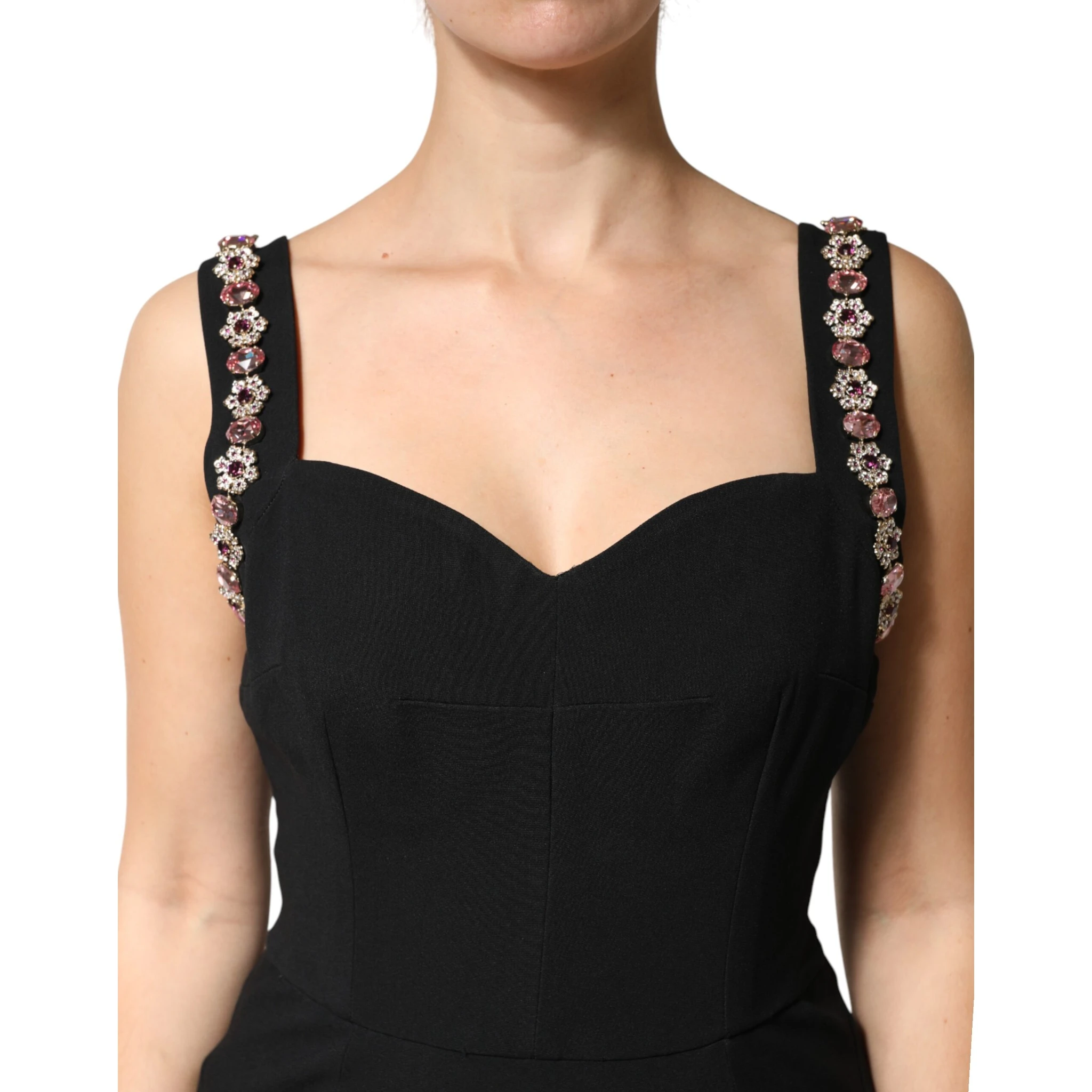 Black Embellished Bodycon Long Gown Dress