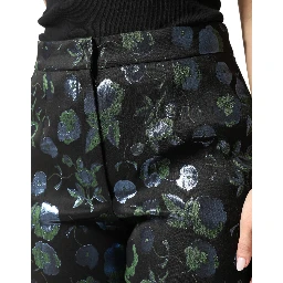 BlueGreen Floral Metallic Slim Trouser Pants