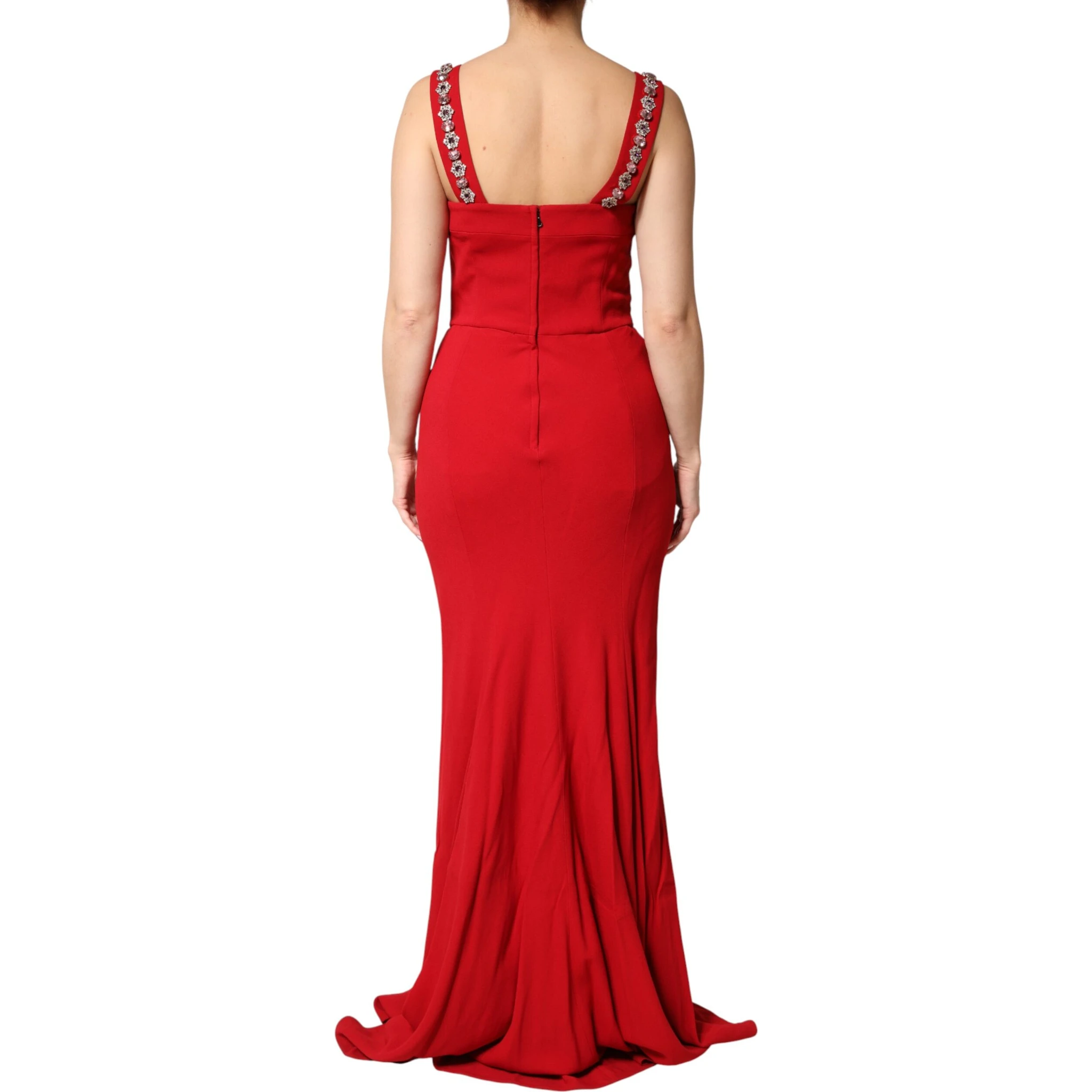 Red Embellished Bodycon Long Gown Dress