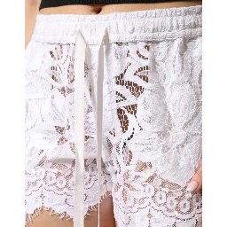 White Cotton Cut Out Mid Waisted Bermuda Shorts